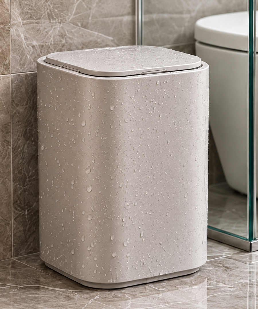 Moisture-Resistant Bathroom Lidded Waste Bin